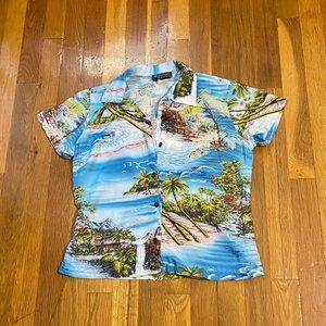 Tropical print Hawaiian 100% Rayon Shirt Size XS